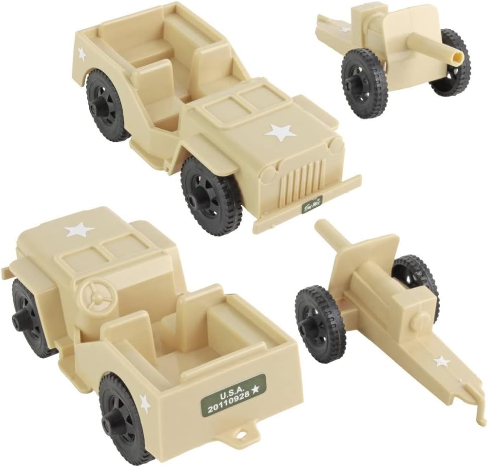 TimMee Combat Patrol Willys & Artillery - Tan 4pc Playset USA Made
