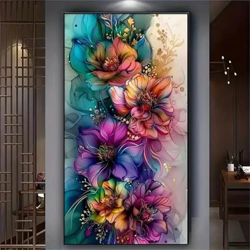 Peinture Diamant Grand Format Fleur Abstraite pour Évacuer le Stress par l'Art DIY