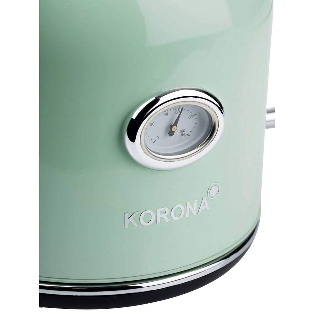 Korona 20665 czajnik elektryczny | design retro | miętowy | 1,7 litra wody do herbaty i kawy | 2200 W | wskaźnik temperatury | filtr kamienia | zatrzymanie pary