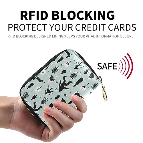 Bigfoot Sasquatch Credit Card Holder Case Wallet RFID Leather Zipper Small ID Card Case for Women2