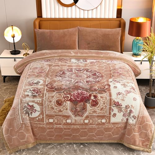 JYK Korean Mink Blanket King 85" x 93", 10 Pounds Soft Fleece Blanket, Comfy and Heavy Bed Blankets for The Cold, Thick Winter Blankets King Size