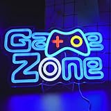 ENUOLI ネオンライト、ネオンサイン、ネオン管、ゲーミングライト、LED、「GAME ZONE」、調光可能、壁掛け、インテリア、USB給電、誕生日プレゼント、男の子の部屋、ゲームルーム、