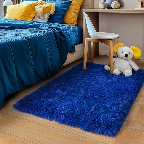 plumlik Blue Small Shag Rug