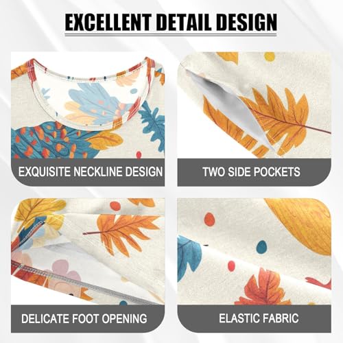 Pajama Short Sets Autumn Leaves and Turkey Soft Cotton Summer Sleepwear 2 Piece PJS Size 5-14T3