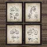 Affiche Vintage Vélo Brevet Imprimer Vélo Conception Mur Art Toile Peinture Vélo Invention Rétro Photos Décoration 20x25cmx4pcs Sans Cadre