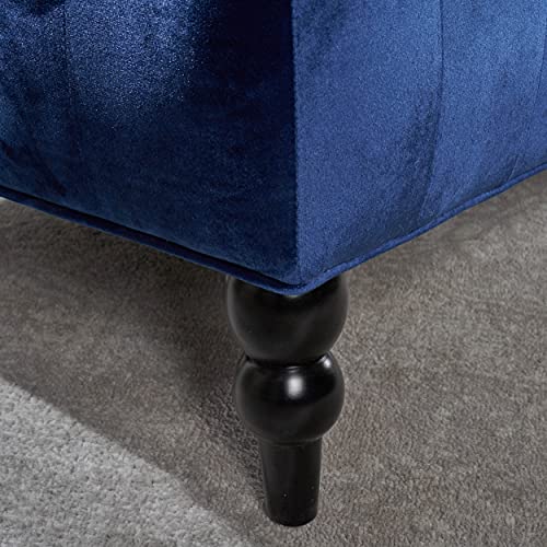 Christopher Knight Home Leora Traditional Tufted Velvet Wingback Loveseat, Navy Blue / Dark Brown #TOP4