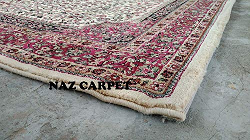 Image of Kashmiri Traditional Woollen Carpet with Advanced 1 Inch Thickness & Classical Look 90x160cm (3x5 Feet) Color Ivory