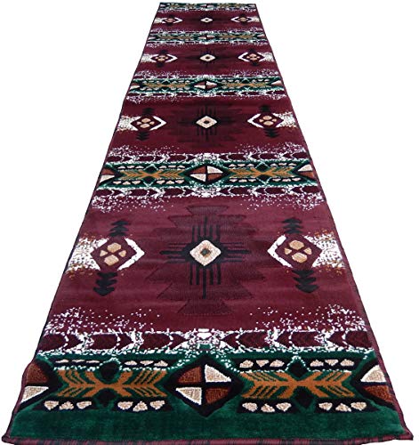 Kjgrug Runner Southwestern Apache Woven 3X10 Area Rug Burgundy Actual Size 2'3 X 10'10 #TOP6