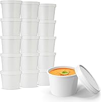 Vista 12 de MT Products Vasos de sopa de papel blanco con tapas de papel ventiladas de 8 onzas – 20 tazas y 20 tapas – Vasos desechables para helado o cuencos