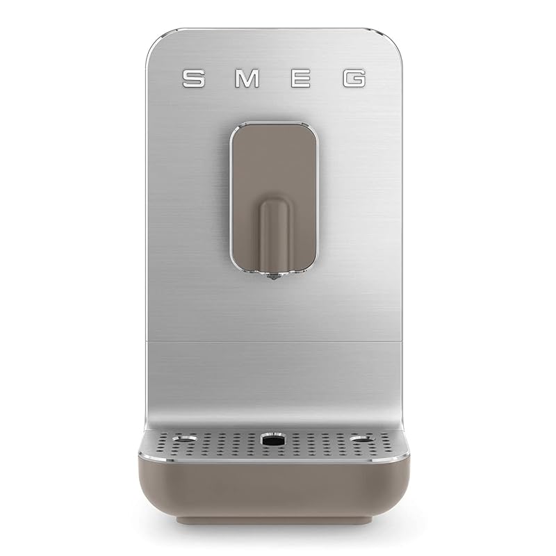 Smeg, BCC11TPMEU Automatic Espresso Coffee Maker Machine, Built-in Grain Grinder, Thermoblock System, 1.4L Water Tank, Removable Catcher, Compact Size, 1350W, Taupe