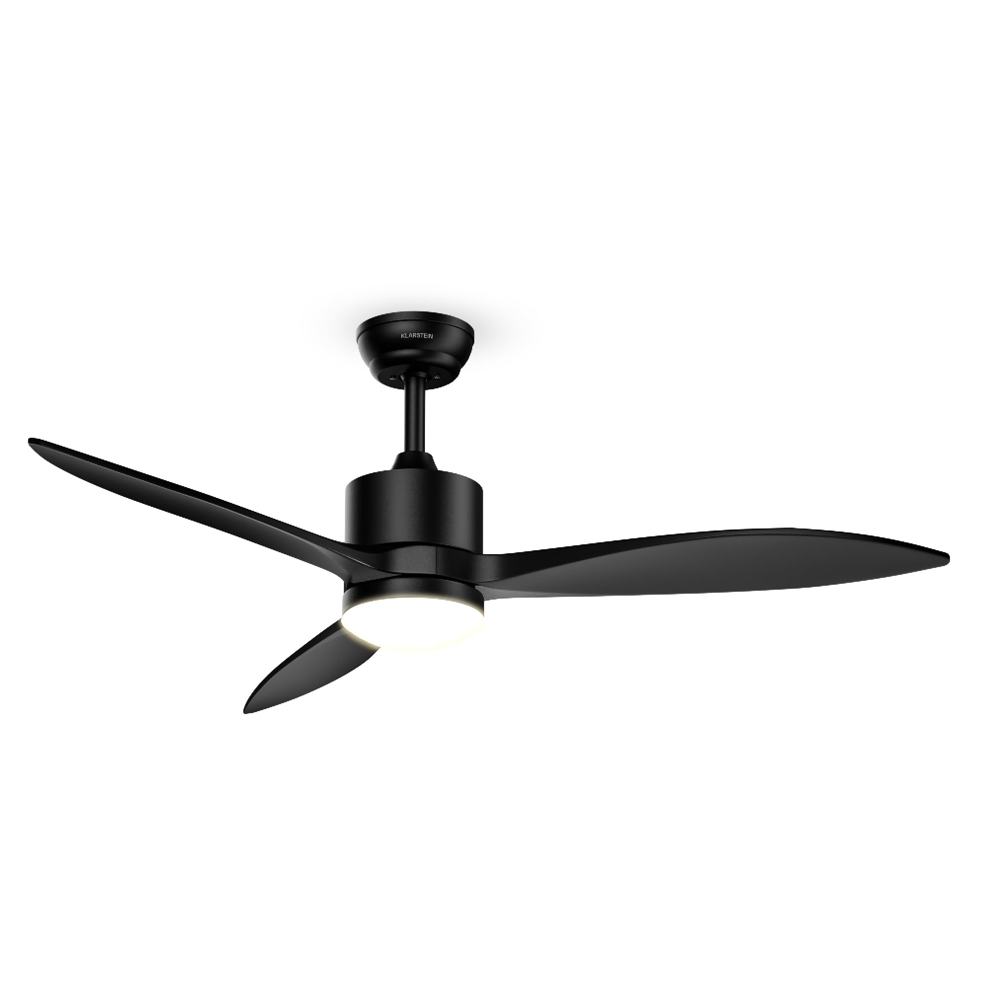 Klarstein SkyBreeze Deckenventilator mit Beleuchtung – LED, Fernbedienung & App, 6 Stufen, 3 Flügel, leise, Innen & Außen, 132cm, dimmbar, Smart-Home-fähig, Schwarz