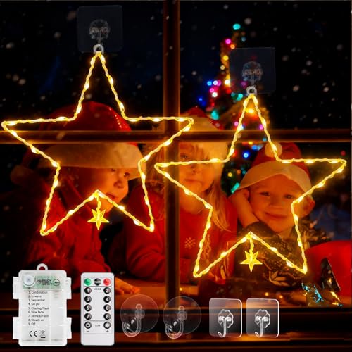 skelo LED Sterne Weihnachtsbeleuchtung Fenster, 64 LED Weihnachtsstern...