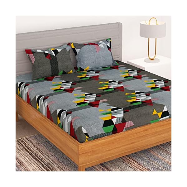 BEDSPUN 150 TC Microfiber 1 U Double Size Bed Sheet with 2 Pillow Covers (220 X 225 cm or 86 X 88 inch), Gray