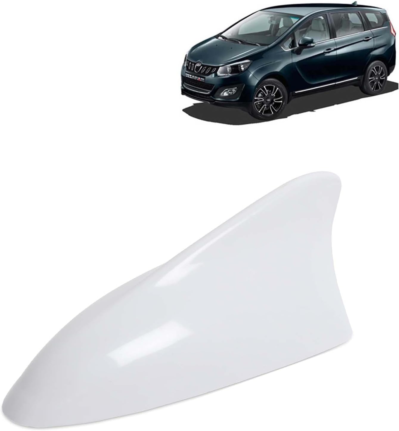 Kingsway Shark Fin Antenna Roof Aerial Base AM FM Redio Signal, Replace Existing Car Antenna, Waterproof Rubber Ring with ABS Body, Universal Fit for Mahindra Marazzo 2018 Onwards, 1 Piece - White