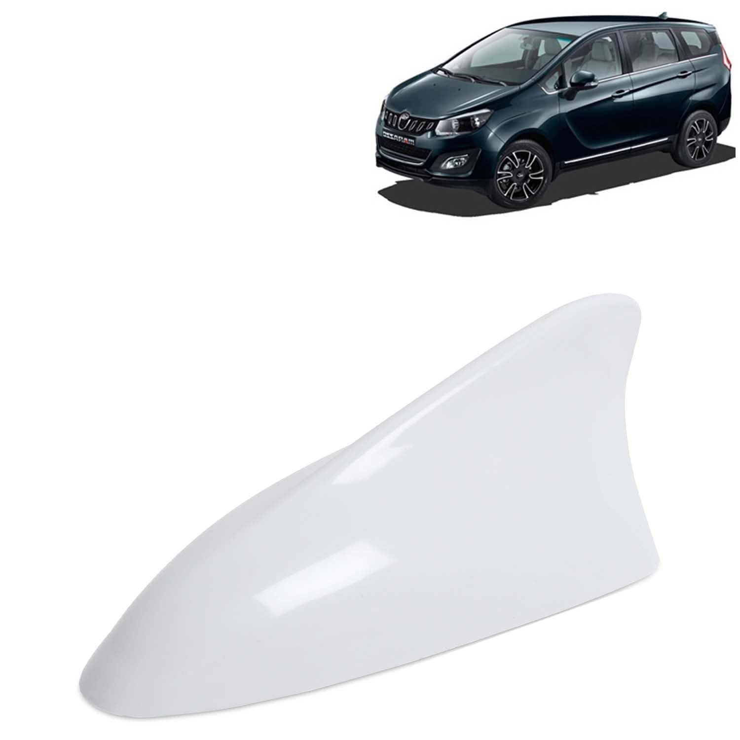 KINGSWAY Accessories Shark Fin Car Antenna Universal Size and Compatible with Mahindra Marazzo Year 2018 to 2022, Car Radio FM AM, DIY Easy Replacement Original Car Antenna, 1 Piece, White Color