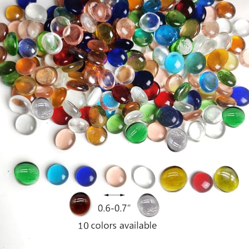 Image of HappyFiller 2 LB Decorative Glass Gems Colorful Flat Marbles Gemstones | Vases Fillers,Aquarium Fish Tank Pebbles,DIY Mosaic,Crafts,Floral Centerpieces,Mancala Replacement Beads,(10+ colors)