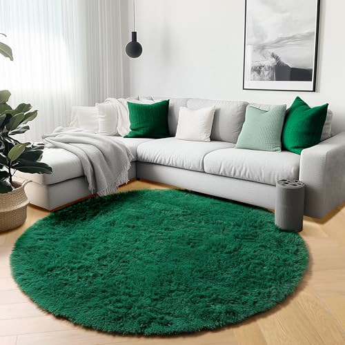 Alfombra redonda verde oscuro para rincón de juegos y cuarto de bebés 2
