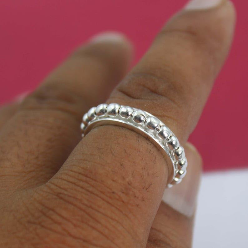 925 Sterling Silver Spinner Ring Anti Anxiety Fidget Orbit Beads Worry Meditation Boho Handmade Jewelry Gift For Her Wedding Band Ring Band Excellent RingStress Relief |LK_PCSB_15933