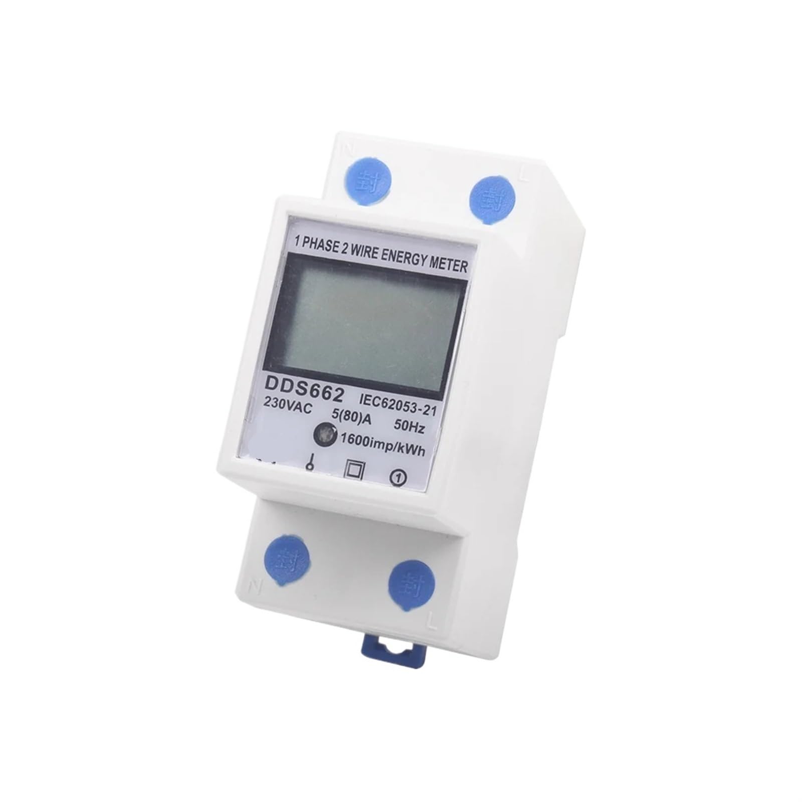 Compteur d'énergie électrique monophasé à deux fils compact avec écran LCD rétro-éclairé