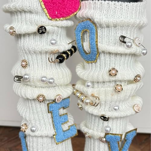 Image of Silver Shoe Charms for Sneakers 100PCS Pink Heart Design with Rhinestone & Pearl Safety Pin Brooches DIY Accessories for Women Teens Socks and Clothes Decor