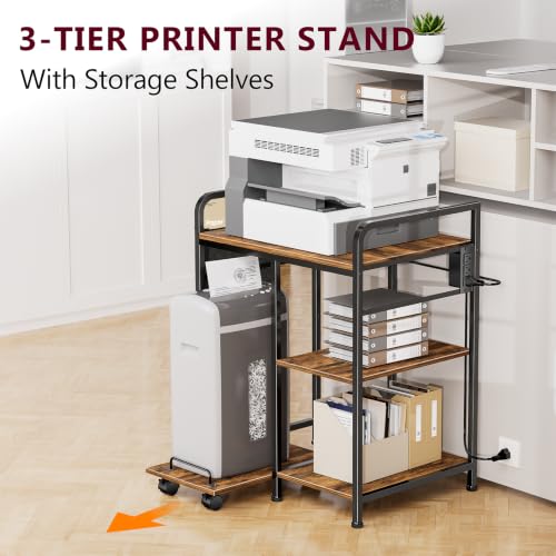 Image of Large Printer Stand with Storage: 24x18 Inch Printer Table for Home Office