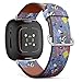 CJBROES Replacement Leather Watch Band, Compatible with Fitbit Versa 3 and Fitbit Sense of Wristband Bracelet Accessory - Blue sea Life