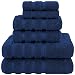American Soft Linen Premium, Luxury Hotel & Spa Quality, 6 Piece Kitchen & Bathroom Turkish Genuine Cotton Towel Set, for Maximum Softness & Absorbency, [Worth $72.95] Navy Blue