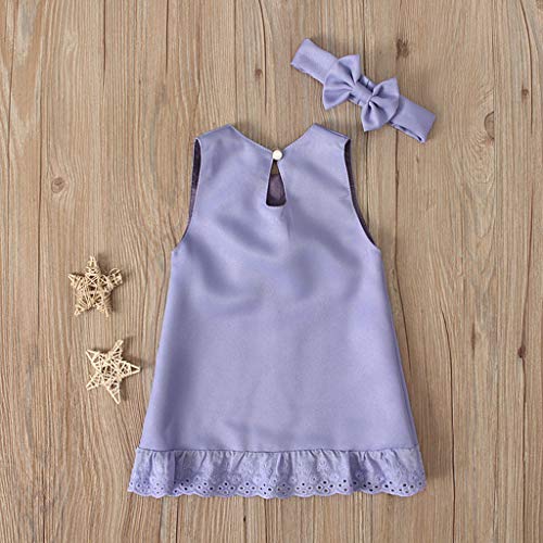 Conjunto de vestido maxi de verão para bebês recém-nascidos, sem mangas, com laço e faixa de cabeça,