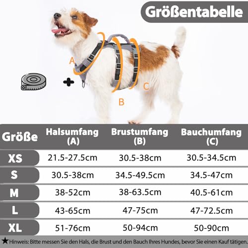 Huntboo Sicherheitsgeschirr Hund Ausbruchsicher, Panikgeschirr für Hunde, Reflektierendes Geschirr Hund mit Griff, Verstellbare Hundegeschirr für kleine, mittelgroße und große Hunde (Schwarz,XS)