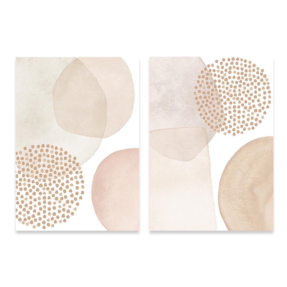 WUHBCZ Pictures,Boho Abstract Geometric Beige Pink Watercolor Poster Modern Wall Art Canvas Painting Print Picture Living Room Office Home Decoration-50 * 60cm*2PCS (No Frame)