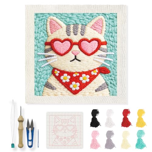 Kit de bordado para adultos de gato ideal para relajarse en casa y decorar