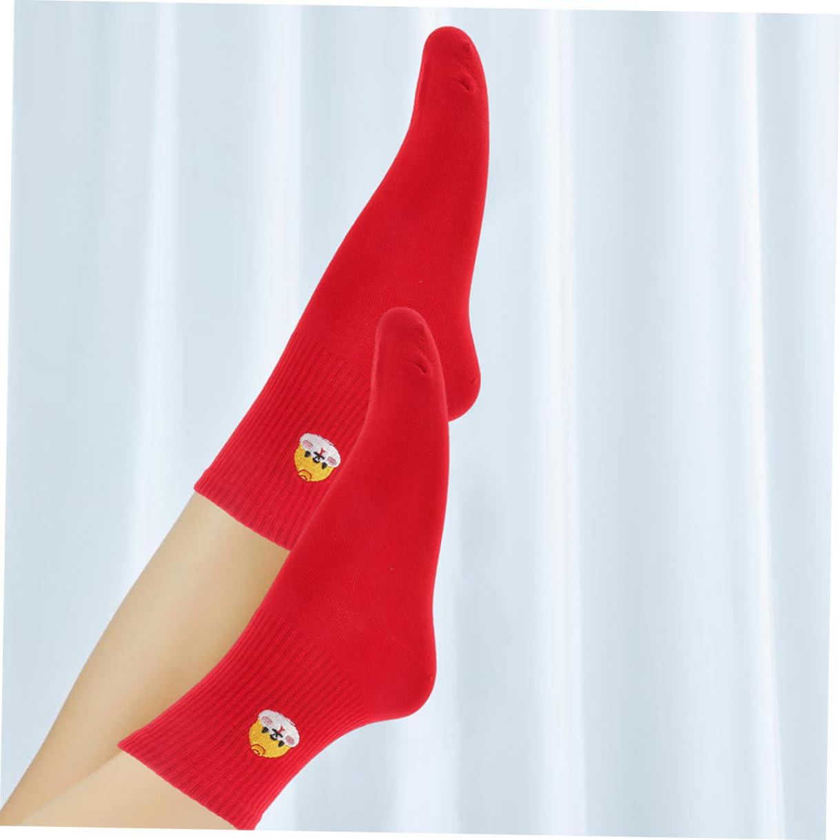 Ipetboom 2paires Chaussettes Brodées de Serpents pour Nouvel An Chinois Coton Doux Unisexes Pours Fêtes Vie Quotidienne