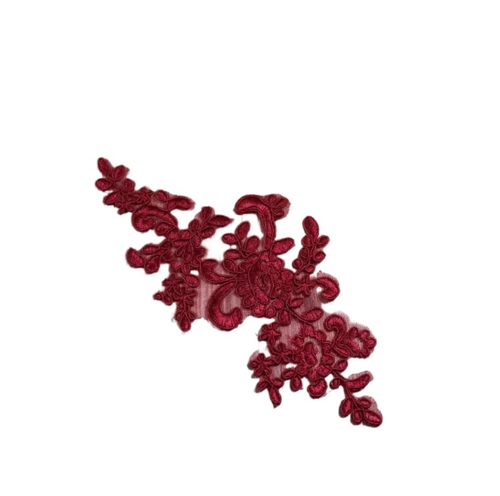 Voile mariage délicat bordeaux à personnaliser avec nos appliques de dentelle 3D fleurs