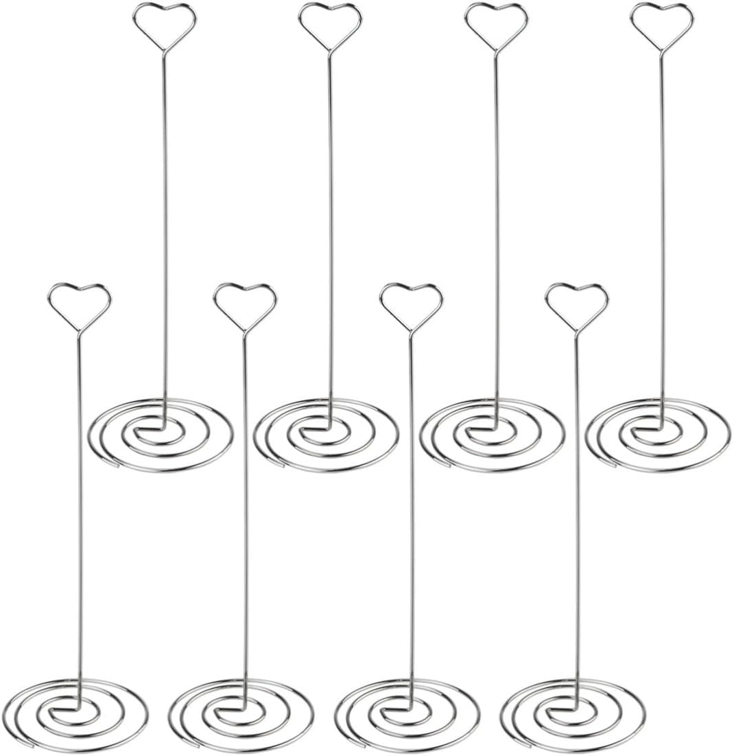 Memo Photo Clips Silver 6pcs Heart Shape Table Number Holders Iron Reusable Card Holders for Wedding Party Home and Office Decor