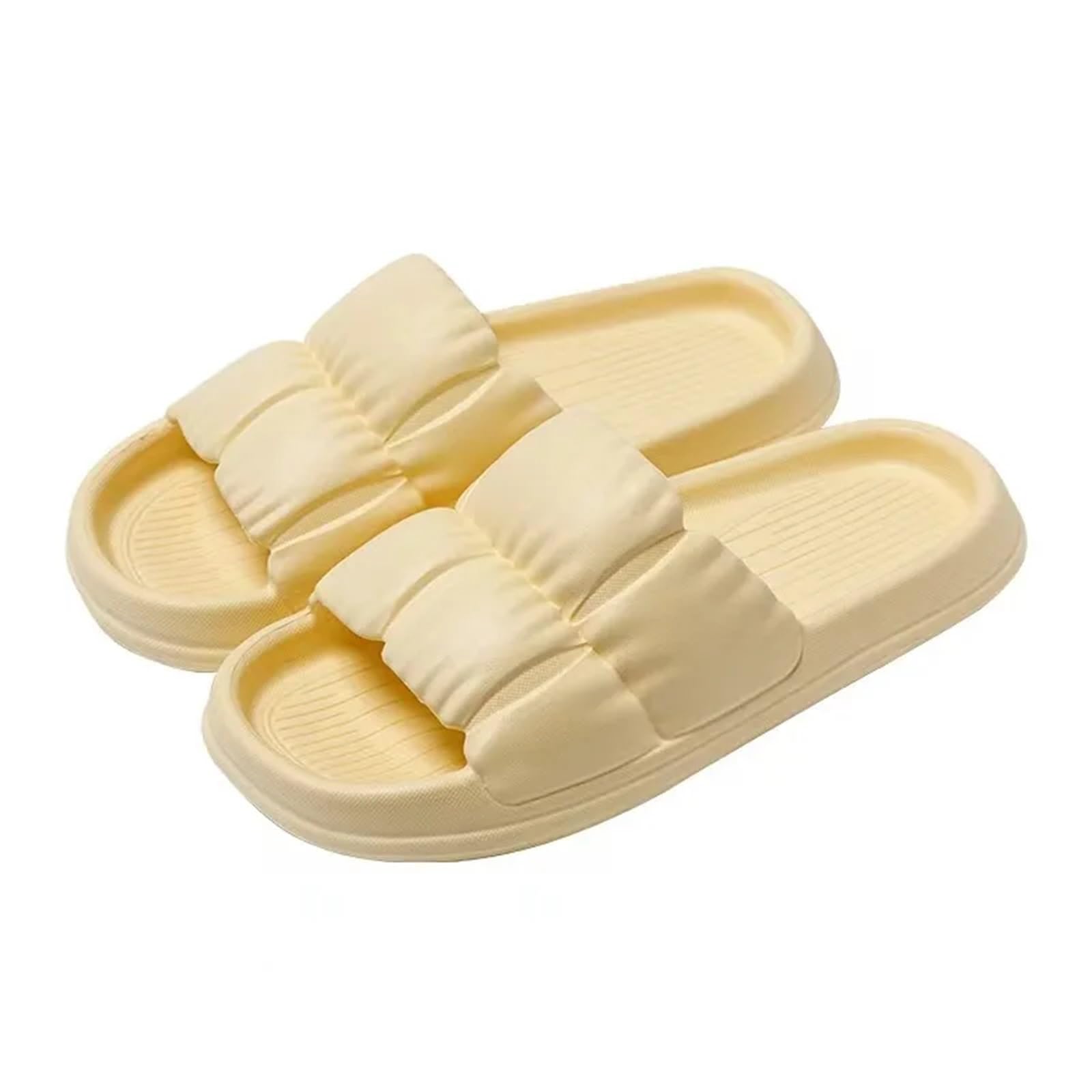 ERHTGUO Women Soft Sole Cloud Slippers Thick Platform Indoor Outdoor Beach Sandals Summer EVA Non Slip Flip Flops(Yellow,38-39)