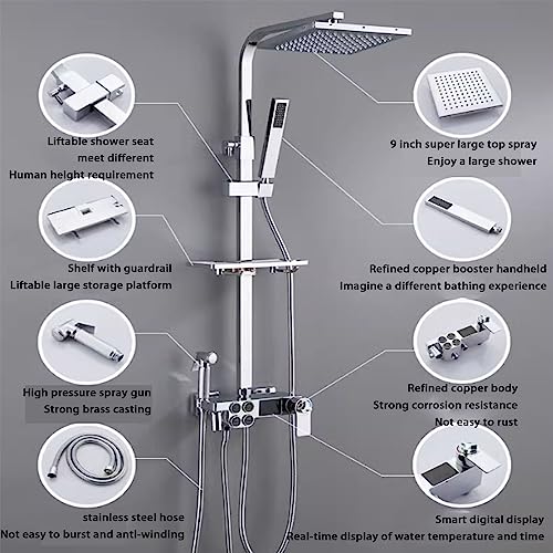 Ensemble de douche intelligent anti-brûlure à température constante noire