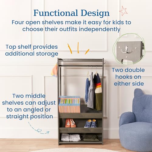 ECR4Kids TrendiTot Clothing Rack, Kids Wardrobe, Grey Wash