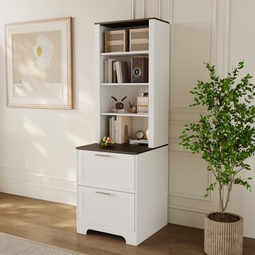 IDEALHOUSE 72 Tall Bookcase with 2 Drawers