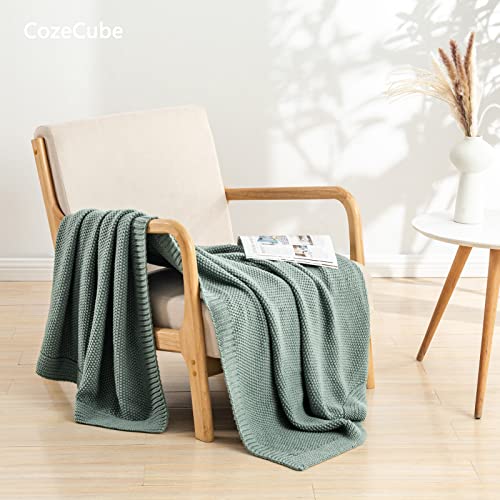 Cozecube Green Throw Blanket For Bed, Soft Cozy Cable Knit Throw Blanket For Twin Bed, Lightweight Warm Decorative Farmhouse Christmas Throw Blanket For Couch Sofa, 60"X80", Sage Green #TOP4