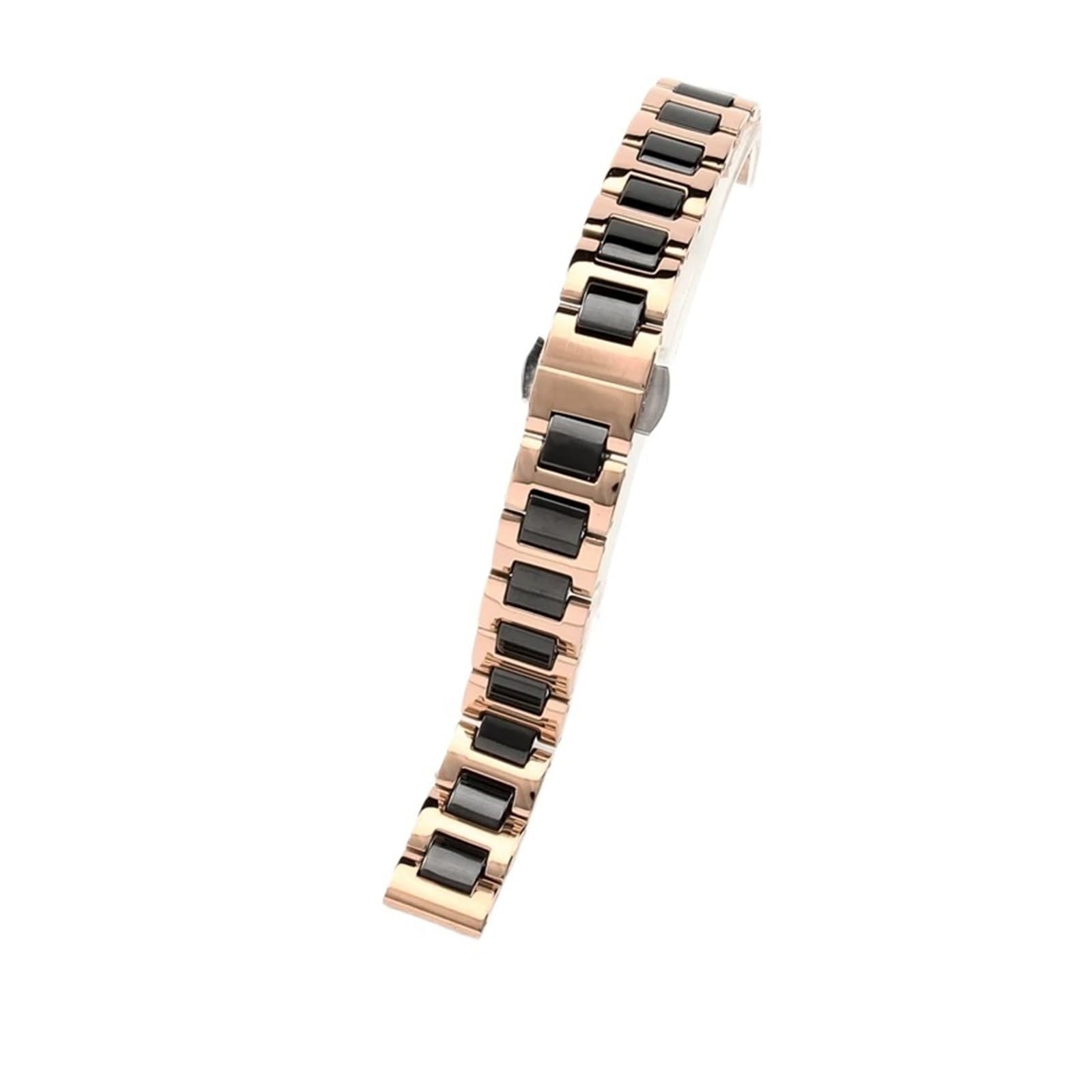 HMFang Cinturino for Orologio in Ceramica E Acciaio Inossidabile, da Uomo E da Donna(Rose Black,14mm)