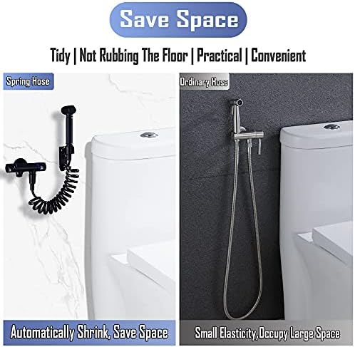 Spring Flexible Shower Hose,ABS Flexible Telescopic Shower Hose for Toilet Faucet, Bidet Sprayer, Hand Shower, Basin Faucet Showers, Bathroom Spiral Flexible Shower Hose-3M (Black)