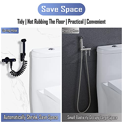 Schlauch für Bidet Sprayer,Badezimmer Federschlauch Flexibler Duschschlauch für Waschbecken,Verbindungsschlauch vom Typ Telefonleitung für WC Spritzpistole,Wasserhahn Spiralschlauch(3M Schwarz)