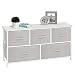 mDesign Extra Wide Dresser Storage Tower - Sturdy Steel Frame, Wood Top, Easy Pull Fabric Bins - Organizer Unit for Bedroom, Hallway, Entryway, Closets - Chevron Print - 5 Drawers - Taupe/Natural