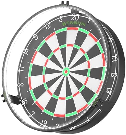 STASUN 360°Dart Beleuchtung,Weiße LED Dartscheibe Licht,Bnehmbar Dartboard Lighting System,12W 6500K Magnetisches Dart Lichtring und Zubehör für Das Gesamte Board