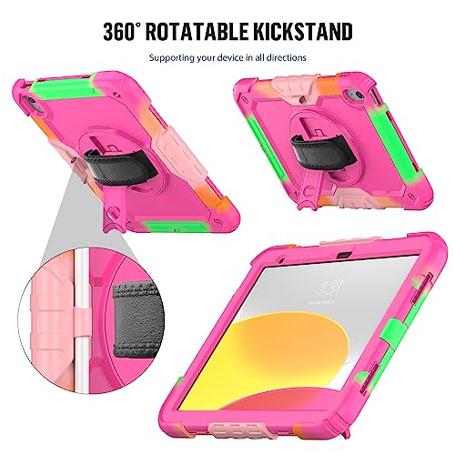Sibeitu for iPad 11th (A16) 2025 & 10th Generation Case for Girls Women Preppy Pink Cute 10.9 Inch 2022, Rugged iPad 10 Gen Cover with Screen Protector & Pencil Holder, Full-Body Drop Protection