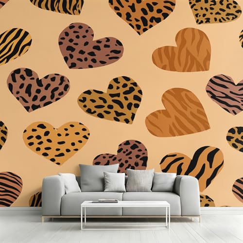 Papier peint cœur abstrait léopard pour créer un salon chaleureux