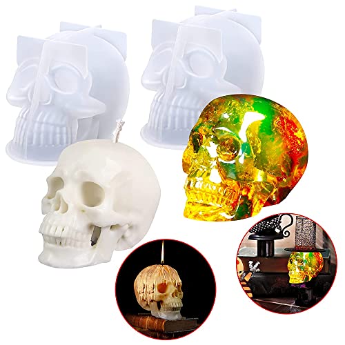 Ourashero 2Pcs 3D Skull Candle Mold Set Large Skull Silicone Mold For Aromatherapy Candle Soap Making Diy Epoxy Mould Resin Casting Art Crafts Lotion Bar Clay Halloween Party Supplies Home Décor #TOP3