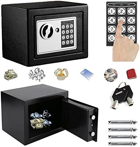 16L Digital Steel Cabinets Safes Safety Box Electronic Security Large Capacity with Full-digit Keypad/2 Override Key/2 Installing Bolts Wall (25x35x25cm) for Home Office Money Cash Valuables White