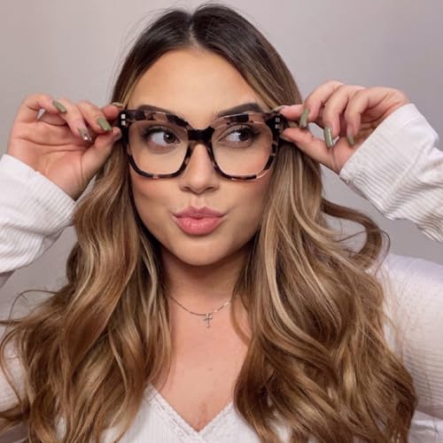 Image of Zeelool Cat Eye Eyeglasses Frame for Women Men Non-prescription Clear Lens ZWA953631-02 Pink-Tortoise