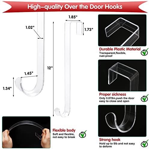 12 In Wreath-Hangers For Front Door,Door-Wreath-Hanger-Clear Over The Door Hooks,2 Pack Non-Scratch-Door-Hanger Hook For Easter Christmas Halloween Fall Wreath Decorations,Welcome Sign For Front Door #TOP2